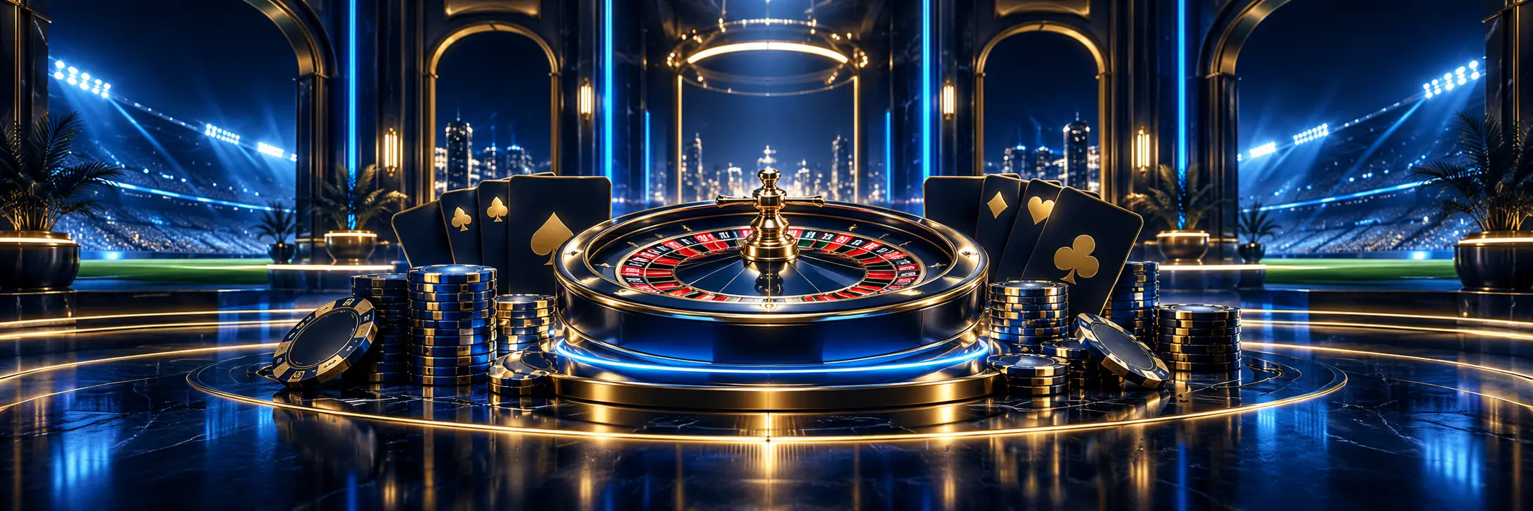 Safir ışıklı premium casino, rulet ve spor bahisleri vitrini